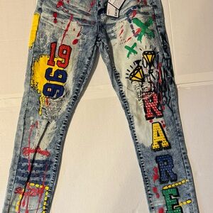 Rue21 Blue Graphic Skinny Jeans